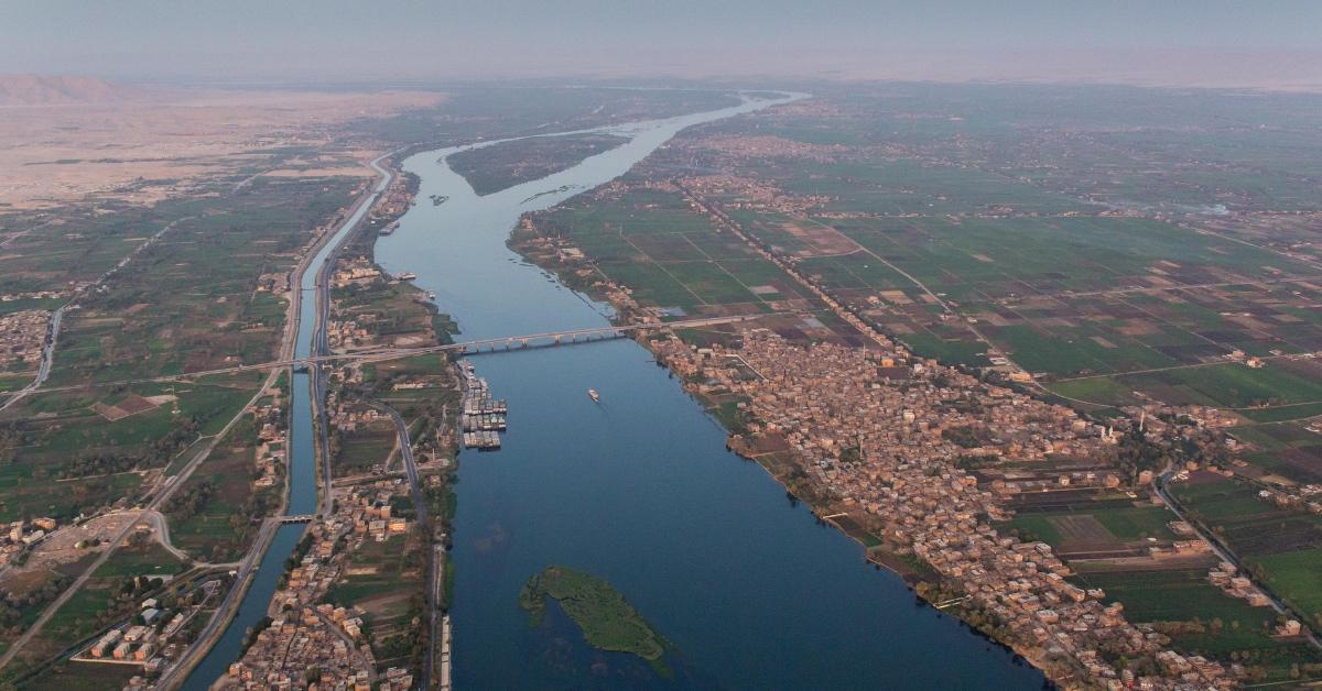 Aerial photo of the Nile River. 